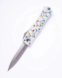 Microtech Mini Hera II OTF Automatic Knife Mini Signature Series Christmas Stonewashed Standard 1702M-10 WHCMAS