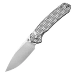 WMK Exclusive CJRB Pyrite Frag Pattern Button Lock Pocket Knife Aluminum Handle AR-RPM9 Drop Point Plain Edge Stonewash Finish J1925-AL