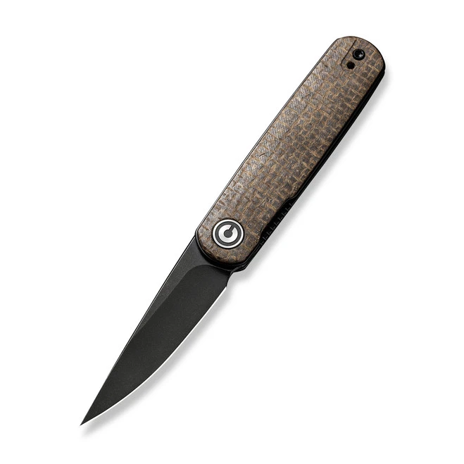 Civivi Lumi Folding Knife Brown Burlap Micarta Handle 14C28N Drop Point Plain Edge Black Stonewash Finish C20024-5 3 Civivi Lumi Folding Knife Brown Burlap Micarta Handle 14C28N Drop Point Plain Edge Black Stonewash Finish C20024-5