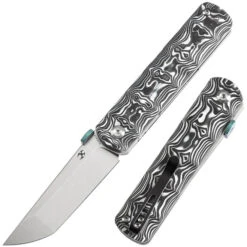 Kansept BTF Folding Knife Black White Nebula Carbon Fiber Handle S35VN Plain Edge Stonewash Finish K1064A3