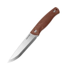 Real Steel Pathfinder Fixed Blade Knife Brown Micarta Handle Plain Edge Stonewash/Satin Finish 14C28N 3851B