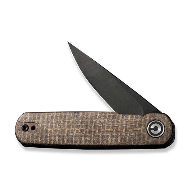 Civivi Lumi Folding Knife Brown Burlap Micarta Handle 14C28N Drop Point Plain Edge Black Stonewash Finish C20024-5 5 Civivi Lumi Folding Knife Brown Burlap Micarta Handle 14C28N Drop Point Plain Edge Black Stonewash Finish C20024-5 - Image 3