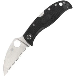 Spyderco RockJumper Lockback Folding Knife Black FRN Handle VG-10 Wharncliffe Serrated Edge SC254SBK