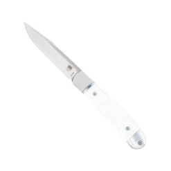Cobratec Trapper Hidden Release Automatic Knife White Albone Handle 154CM Plain Edge CTTHRWTABA154CM