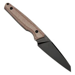 Tenable Parr Fixed Blade Knife Brown Micarta Handle 14C28N Reverse Tanto Plain Edge Blackwash Finish G011B4