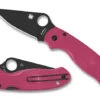 Spyderco Para 3 Folding Knife Pink FRN Handle CTS BD1N Plain Black Blade C223PPNBK