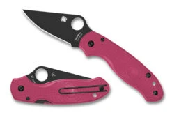 Spyderco Para 3 Folding Knife Pink FRN Handle CTS BD1N Plain Black Blade C223PPNBK