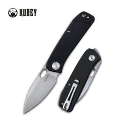 Kubey Hyde Folding Knife Black G10 Handle 14C28N Drop Point Plain Edge Sandblast Finish KB2104A