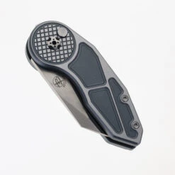 Begg Micro Burst Button Lock Folding Knife Gray Aluminum Handle VG-10 Wharncliffe Plain Edge Satin Finish BG059 -Knives Store BEGG BG059 01 75546.1720461963