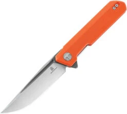 Bestechman Dundee Folding Knife Orange G10 Handle D2 Plain Edge Grey Titanized/Satin Finish BMK01H