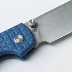 WMK Exclusive Vosteed Raccoon Button Lock Folding Knife Blue Micarta Frag Pattern Handle 14C28N Plain Edge RC3SVM17 -Knives Store Blue Micarta Frag 1 60763.1679578016