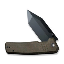 Civivi Bhaltair Folding Knife Green Burlap Micarta Handle 14C28N Tanto Plain Black Blade C23024-3 -Knives Store C23024 3 Bhaltair 3 33661.1691510514