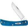 Case Cutlery Sod Buster Jr. Folding Knife Caribbean Blue Jigged Bone Handle Skinner Plain Edge 25590 -Knives Store CA25590 33430.1691175593