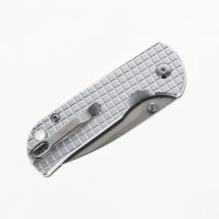 Discontinued WMK Exclusive CJRB Mica Mini Pyrite Frag Pattern Button Lock Pocket Knife Aluminum Handle AR-RPM9 J1934-AL -Knives Store CJRB J1934A AL 03 59735.1698778083