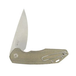 GiantMouse Knives ACE Corta Folding Knife Green Canvas Micarta Handle M390 Plain Edge Stonewash Finish -Knives Store CTA 1 55242.1695740227