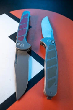 LuvThemKnives Rezult Button Lock, Finger Flicker & Flipper Pocket Knife Titanium Handle Burgundy G10 Inlay 20CV Steel LTK-609-1 -Knives Store DSC0796 66336.1691170664