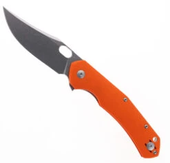 GiantMouse Knives ACE Jutland Folding Knife Orange G10 Handle Elmax Plain Edge Stonewash Finish