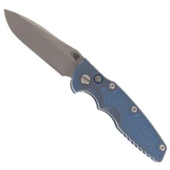 Hinderer Eklipse 3.5" Automatic Spearpoint Folding Knife Battle Blue Handle Working Finish Blade