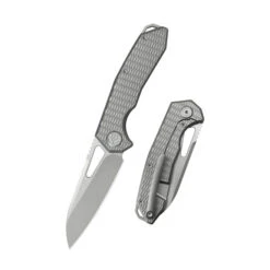 KB Vagrant Folding Knife Sandblast Titanium Handle M390 Sheepsfoot Plain Edge Sandblast Finish KB284J