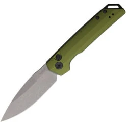 Kershaw Automatic Launch Iridium Olive Folding Knife Stonewash Magnacut KS7038OL