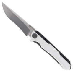 Maxace Kestrel Folding Knife White/Black Aluminum/G10 Handle Magnacut Drop Point Plain Edge Satin Finish MM28-1-A