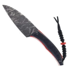 Max Tkachuk Custom BeshketĀ Sheepsfoot Flat Grind Fixed Blade Knife Black/Red G10 Red Sheath