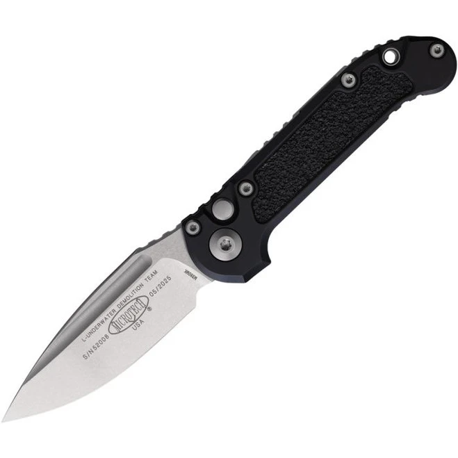 Microtech Side-Opening LUDT Button Lock GenIII Auto Knife Black Aluminum Handle M390MK Plain Edge Stonewash Finish MCT113510 4 Microtech Side-Opening LUDT Button Lock GenIII Auto Knife Black Aluminum Handle M390MK Plain Edge Stonewash Finish MCT113510 - Image 2