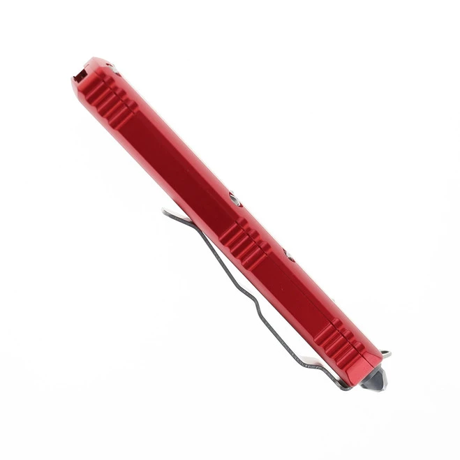 Microtech UTX-85 OTF Auto Knife Red Aluminum Handle Stainless Steel Drop Point Partially Serrated Edge Stonewash Finish 231-11-RD 8 Microtech UTX-85 OTF Auto Knife Red Aluminum Handle Stainless Steel Drop Point Partially Serrated Edge Stonewash Finish 231-11-RD - Image 6