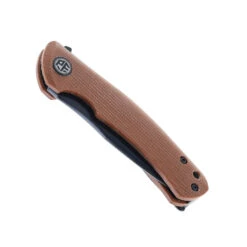 Petrified Fish Warrior Folding Knife Brown Micarta Handle Black Stonewash K110 Blade PF-949X-KMDW -Knives Store PETRIFIED FISH 949X KMDW K110 01 96380.1727726195