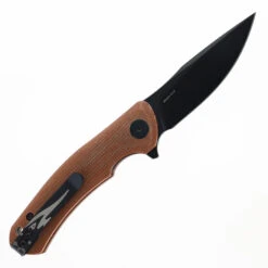 Petrified Fish Warrior Folding Knife Brown Micarta Handle Black Stonewash K110 Blade PF-949X-KMDW -Knives Store PETRIFIED FISH 949X KMDW K110 06 80733.1727726195