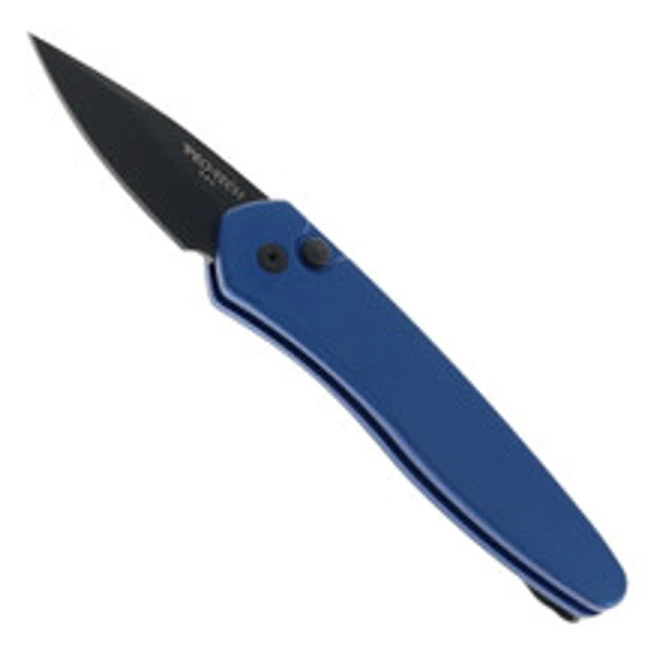 Pro-Tech 3607 Half-Breed Auto Knife Blue Aluminum Handle S35VN Plain Black DLC Blade 3 Pro-Tech 3607 Half-Breed Auto Knife Blue Aluminum Handle S35VN Plain Black DLC Blade