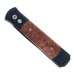 Pro-Tech Knives Godfather Automatic Knife Black & Maple Burlwood Handle 154CM DLC Black Blade 906 -Knives Store PROTECH 906 GODFATHER 01 45841.1752171409