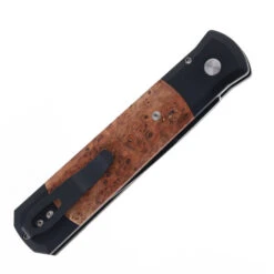 Pro-Tech Knives Godfather Automatic Knife Black & Maple Burlwood Handle 154CM DLC Black Blade 906 -Knives Store PROTECH 906 GODFATHER 04 57002.1752171409