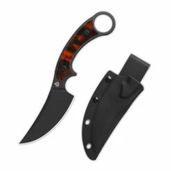 QSP Viper Fixed Blade Knife Tortoise Resin Handle 10Cr15MoV Clip Point Plain Black Blade QS166-C2 -Knives Store QS166 C2 3 68147.1749674728