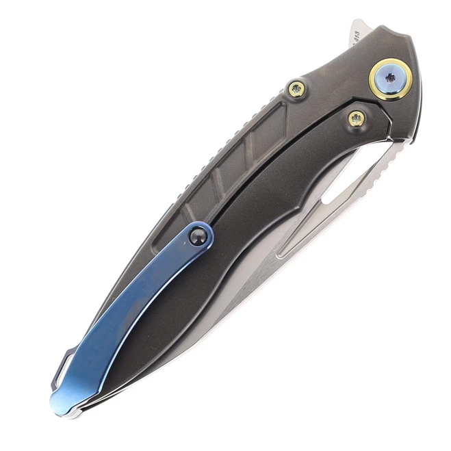 Rike 1902 Pocket Knife Titanium W/Blue Carbon Fiber M390 Steel 6 Rike 1902 Pocket Knife Titanium W/Blue Carbon Fiber M390 Steel - Image 4