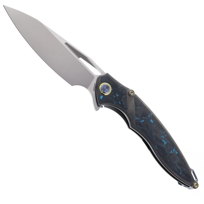 Rike 1902 Pocket Knife Titanium W/Blue Carbon Fiber M390 Steel 3 Rike 1902 Pocket Knife Titanium W/Blue Carbon Fiber M390 Steel