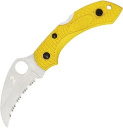 Spyderco Dragonfly 2 Salt Folding Knife Yellow FRN Handle H2 Serrated Edge C28SYL2HB