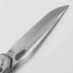 WMK Exclusive Vosteed Thunderbird Button Lock Flipper Pocket Knife Sculpted Gray Aluminum Handle Satin 154CM TB34VTA2H -Knives Store TB34VTA2H Stonewash 154CM Gray Aluminium 8 31294.1692292989