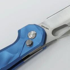 WMK Exclusive Vosteed Thunderbird Button Lock Flipper Pocket Knife Sculpted Blue Aluminum Handle Satin 154CM TB34VTA2L -Knives Store TB34VTA2L Stonewash 154CM Blue Aluminium 5 85504.1692293072