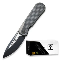Mystery Box - WE Baloo Flipper Folding Knife Gray/Dark Green Titanium/Micarta Inlay Handle 20CV Drop Point Plain Edge Silver Bead Blast Finish WE21033-4 -Knives Store WE21033 4 MB Baloo Mystery Box2 59383.1752251817