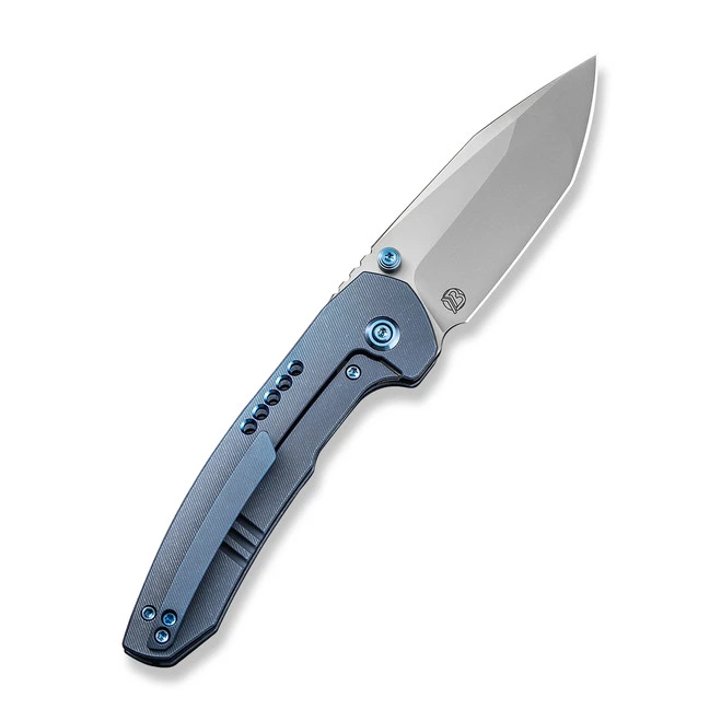 WE Trogon Folding Knife Blue Titanium Handle 20CV Plain Edge Spear Point Silver Bead Blast Finish WE22002B-1 4 WE Trogon Folding Knife Blue Titanium Handle 20CV Plain Edge Spear Point Silver Bead Blast Finish WE22002B-1 - Image 2