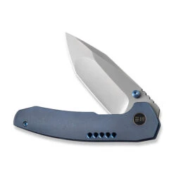 WE Trogon Folding Knife Blue Titanium Handle 20CV Plain Edge Spear Point Silver Bead Blast Finish WE22002B-1 12 WE Trogon Folding Knife Blue Titanium Handle 20CV Plain Edge Spear Point Silver Bead Blast Finish WE22002B-1 -Knives Store WE22002B 1 Trogon 3 65932.1671451198