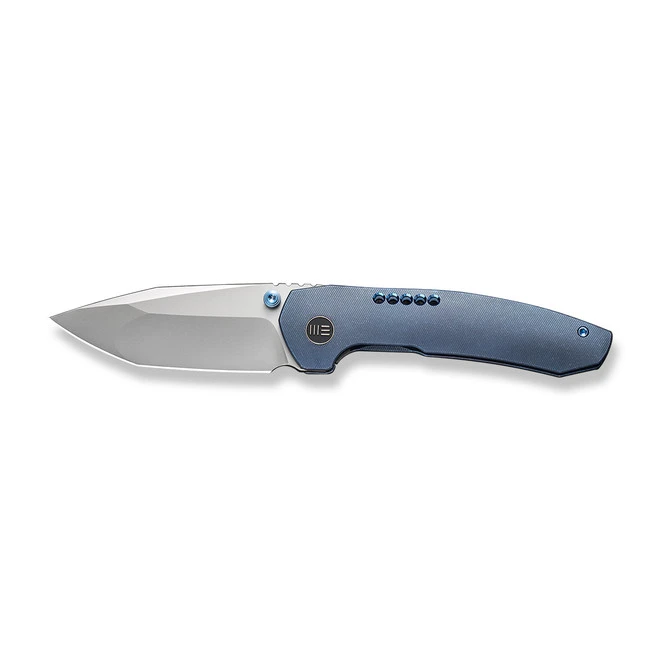 WE Trogon Folding Knife Blue Titanium Handle 20CV Plain Edge Spear Point Silver Bead Blast Finish WE22002B-1 10 WE Trogon Folding Knife Blue Titanium Handle 20CV Plain Edge Spear Point Silver Bead Blast Finish WE22002B-1 - Image 8