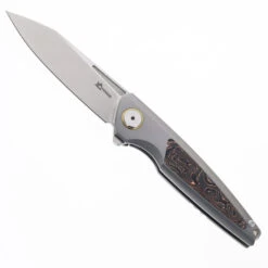 Yangge Folding Knife Copper Carbon Fiber Handle M390 Plain Edge YG001-CF