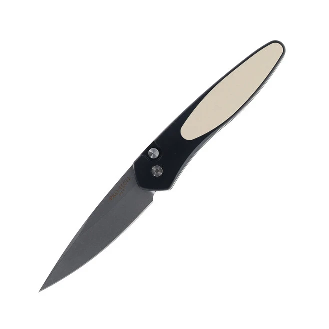Pro-Tech Newport Auto Knife Black Aluminum/White Micarta Handle S35VN Drop Point Plain Edge 3451 3 Pro-Tech Newport Auto Knife Black Aluminum/White Micarta Handle S35VN Drop Point Plain Edge 3451