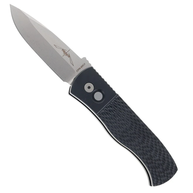Pro-Tech Emerson Auto Knife Black Aluminum Handle 20CV Spearpoint Plain Edge PTE7A05-20CV 3 Pro-Tech Emerson Auto Knife Black Aluminum Handle 20CV Spearpoint Plain Edge PTE7A05-20CV