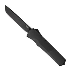 Tekto Knives A5 Spry Auto Knife Black Aluminum Handle Tanto Plain Black Blade A5R_T6BKS35BK2_A1