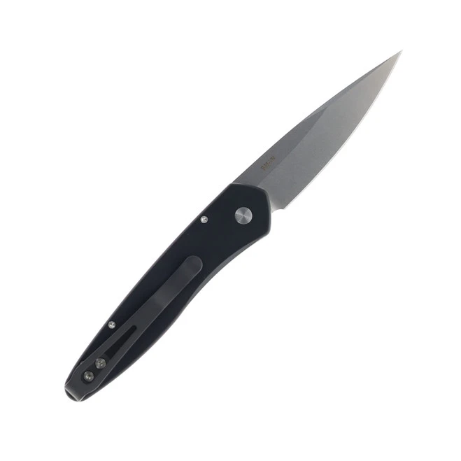 Pro-Tech Newport Auto Knife Black Aluminum/White Micarta Handle S35VN Drop Point Plain Edge 3451 8 Pro-Tech Newport Auto Knife Black Aluminum/White Micarta Handle S35VN Drop Point Plain Edge 3451 - Image 6