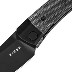 Kizer Mini Momo Folding Knife Black Aluminum/Micarta Handle 154CM Drop Point Plain Black Blade V3663C2 -Knives Store ccc 3 53171.1735915678