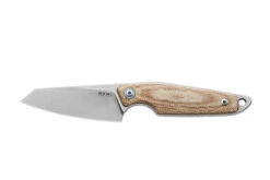 MKM MAKRO 2 Fixed Blade Knife Natural Micarta Canvas Handle M390 Sheepsfoot Plain Edge Stonewash Finish MA02-NC